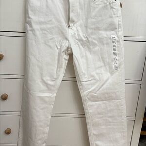 Uniqlo High Rise White Jeans Smooth Denim